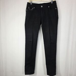 Grace in LA Black Embellished Skinny Jeans Size 11/29 Bling Pockets